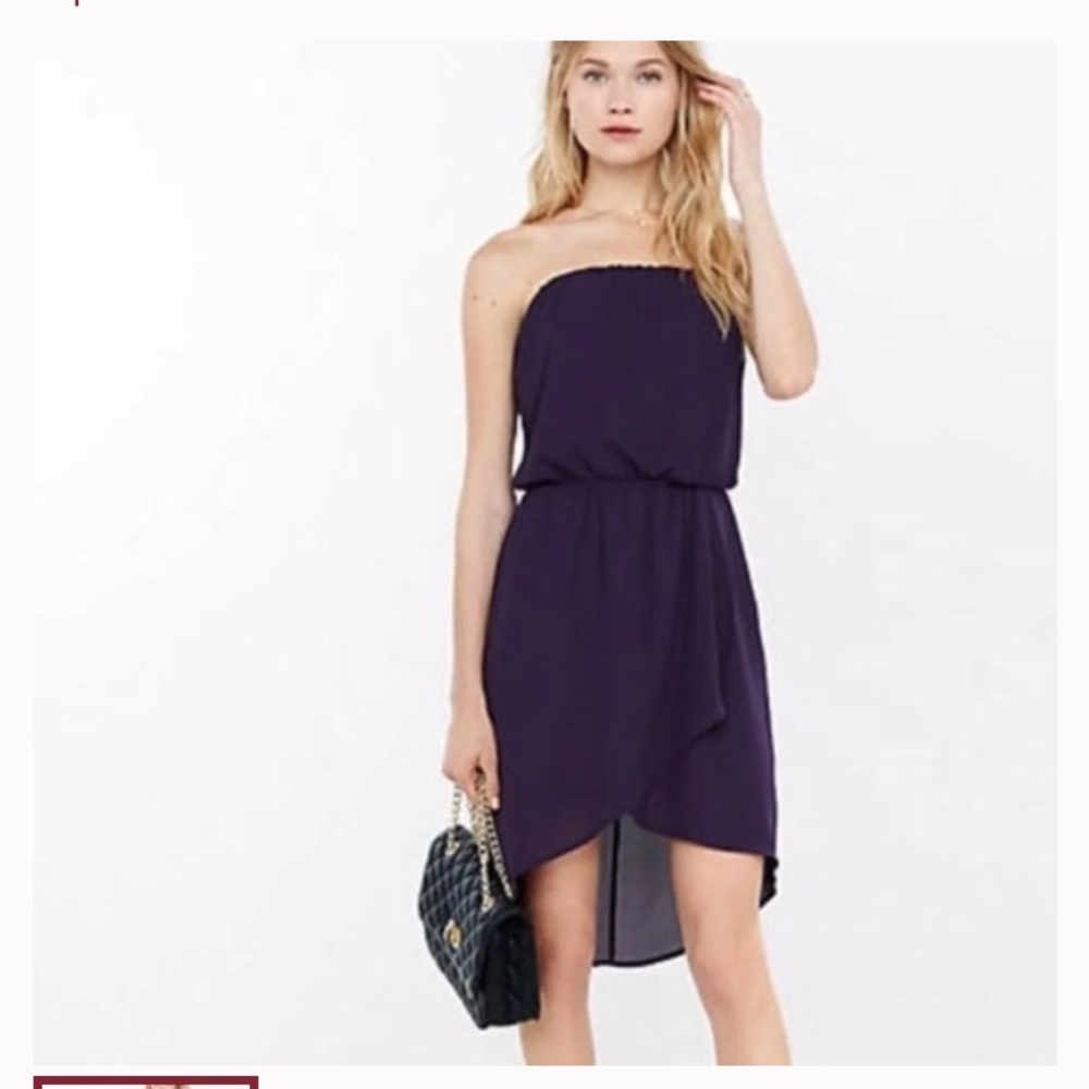 Express strapless purple dress